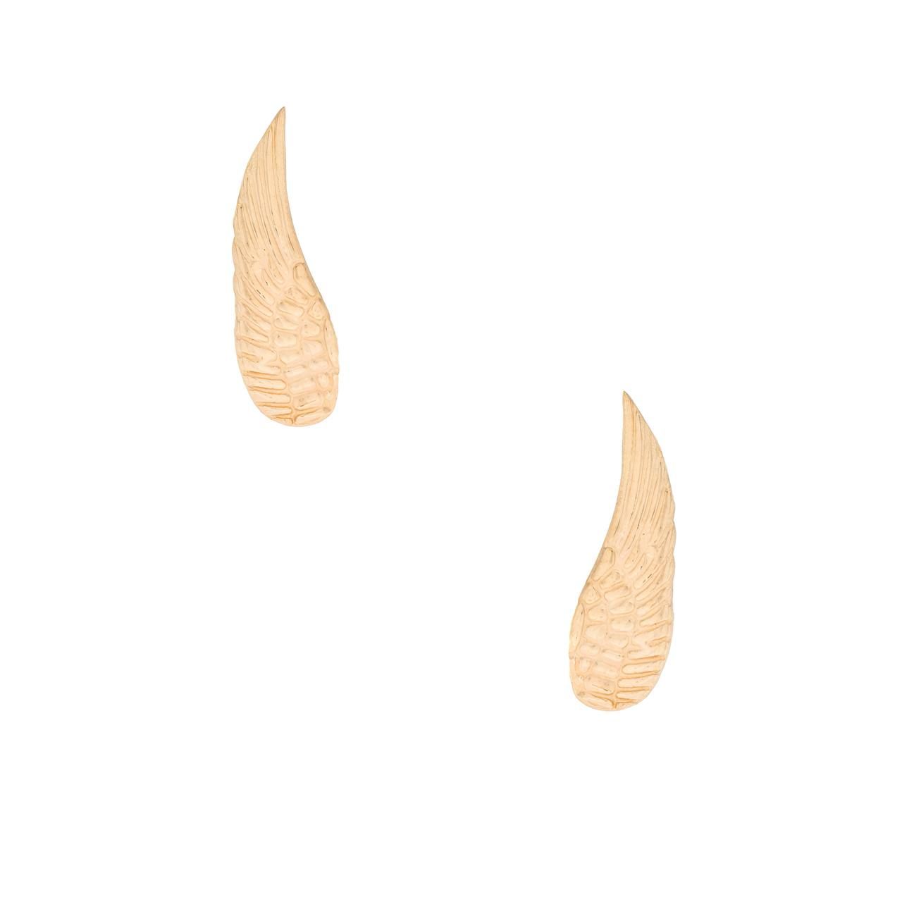 گوشواره میخی طلا 18 عیار زنانه وی گالری مدل بال کد E0146 -  - 1