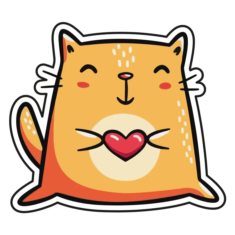 استیکر لپ تاپ طرح گربه تپل نارنجی کد 234