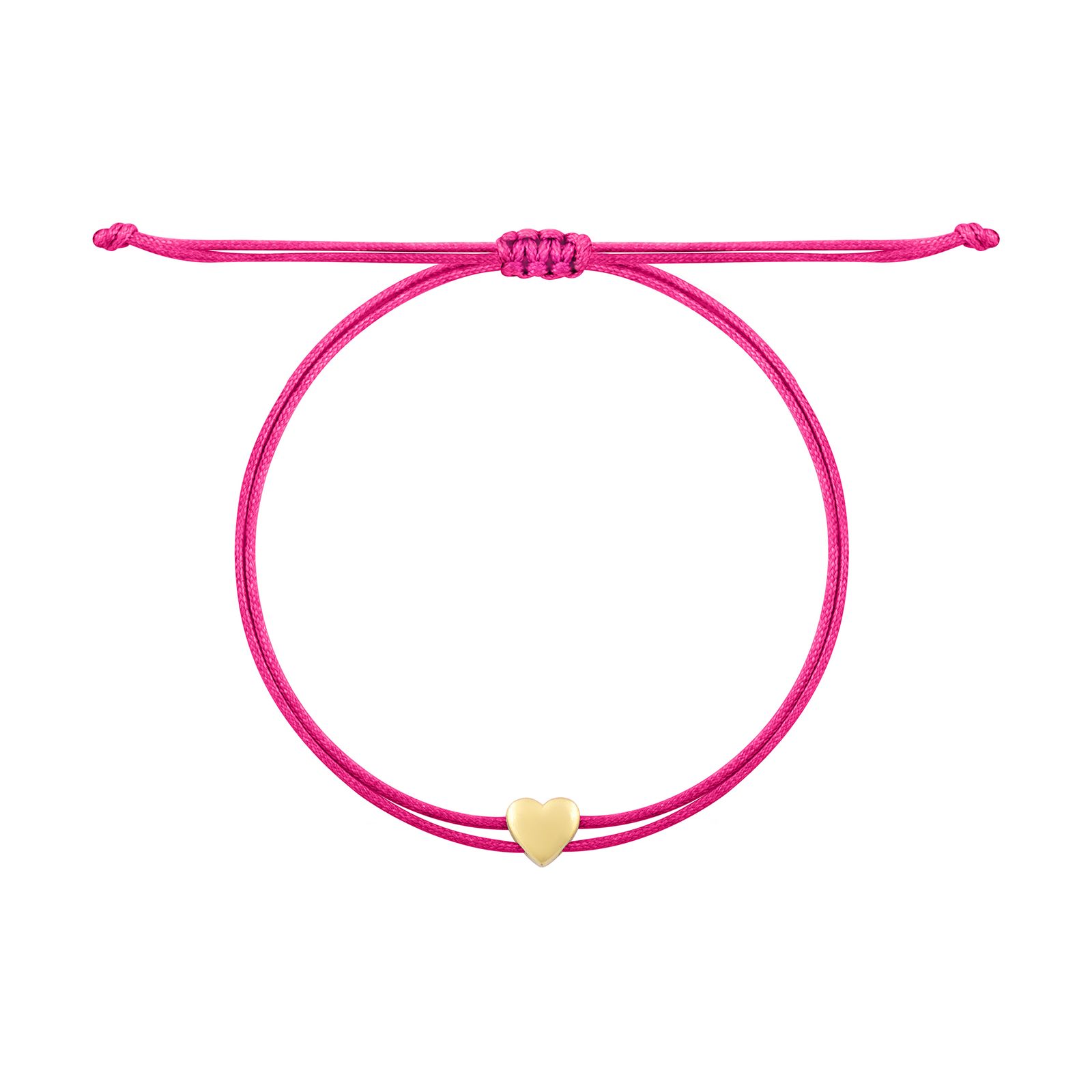 دستبند طلا 18 عیار زنانه با بند نخی درریس مدل قلب توپر کد ad9533 - - 2