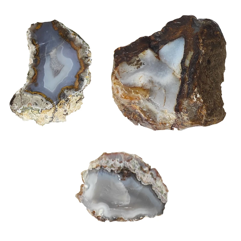 سنگ راف عقیق سلیمانی کد 1832 مجموعه 3 عددی