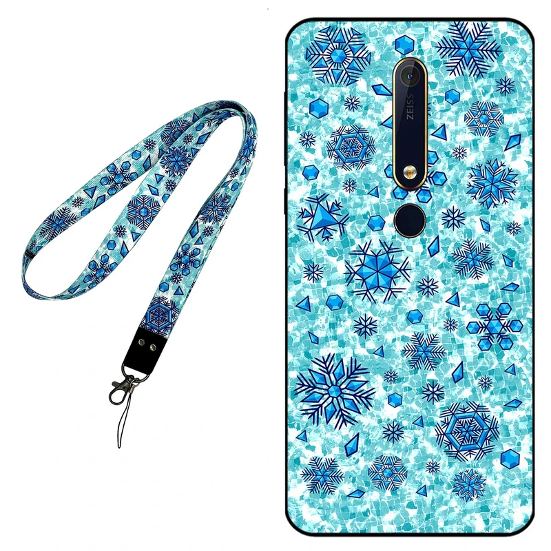 کاور مگافون طرح برف مدل 0014 مناسب برای گوشی موبایل نوکیا 6.1 به همراه بند گردنی