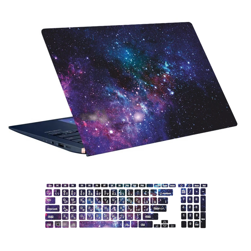 استیکر لپ تاپ توییجین و موییجین طرح Space کد 64 مناسب برای لپ تاپ 15.6 اینچ به همراه برچسب حروف فارسی کیبورد 