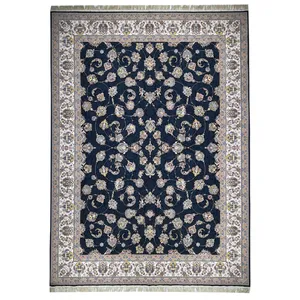 فرش ماشینی فرش مارکت تریتا مدل افشان یادگار کد FM 1200 67 زمینه سرمه ای