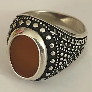 انگشتر نقره مردانه مدل عقیق ترک