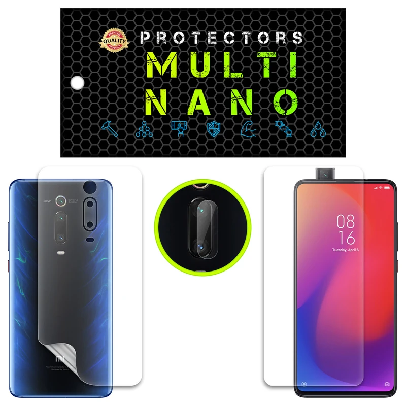 محافظ صفحه نمایش آنتی رفلکس مولتی نانو مدل X-SFB مناسب برای گوشی موبایل شیائومی Mi 9T Pro به همراه محافظ پشت و محافظ لنز دوربین
