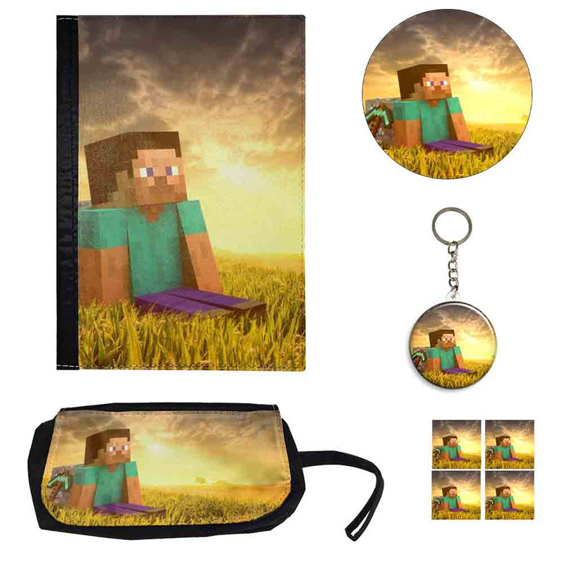 ست لوازم التحریر طرح ماینکرافت کد 3 بسته 8 عددی