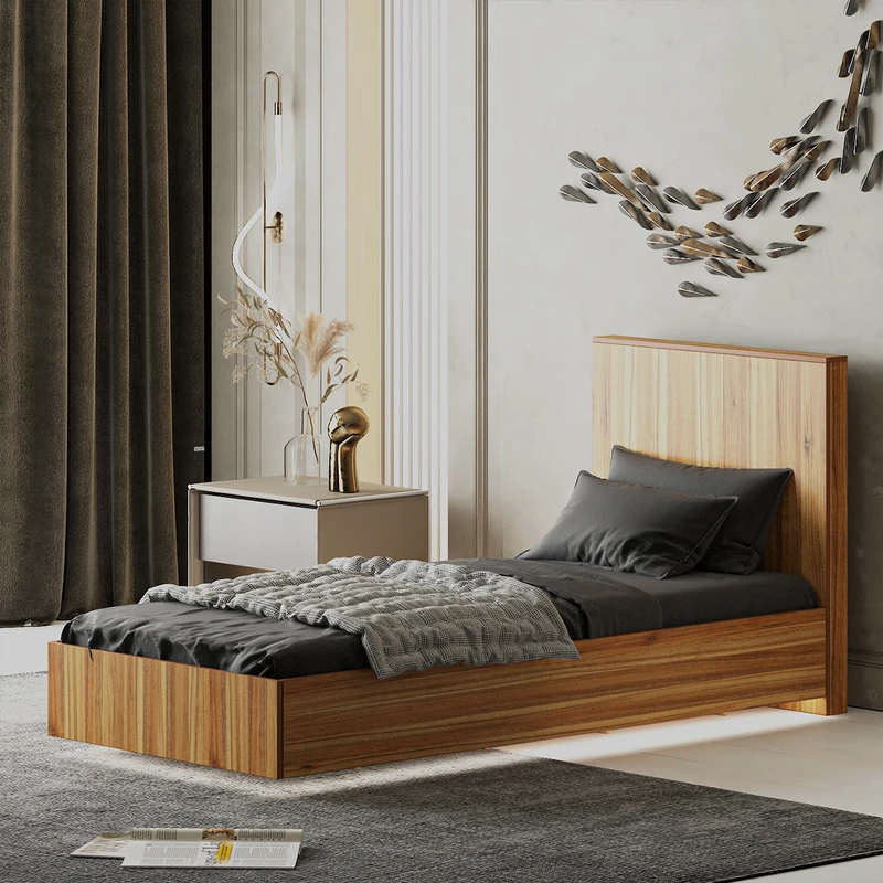 تخت خواب ملامینه یک نفره اعیان مدل FH915 سایز 90x200 سانتی متر