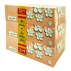 دستمال حوله ای حریر مدل HR_HOLEIBAHAR_GOLB بسته 3 عددی