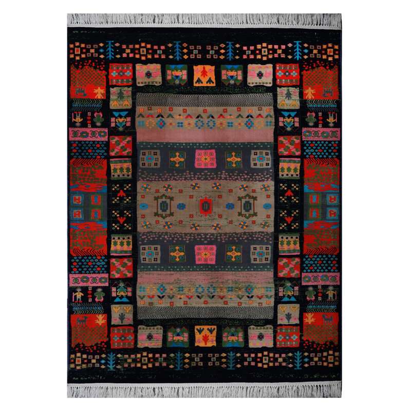 گبه ماشینی کاشان ابریشم کد 3001