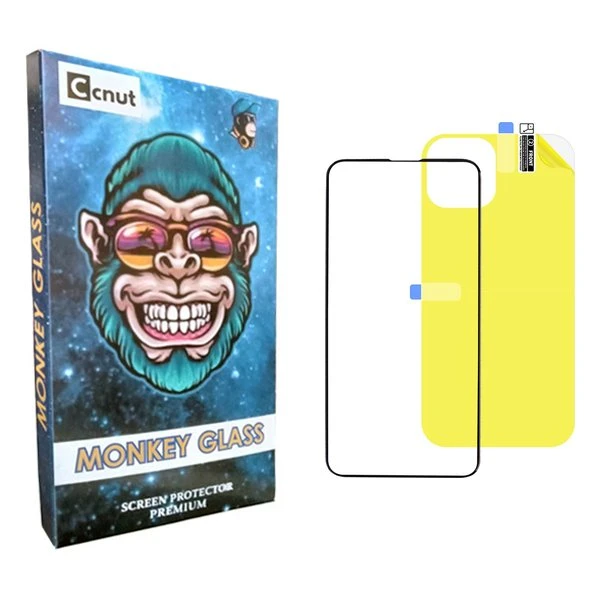 محافظ صفحه نمایش شیشه ای کوکونات مدل mnk مناسب برای گوشی موبایل اپل iPhone 14  به همراه محافظ پشت گوشی