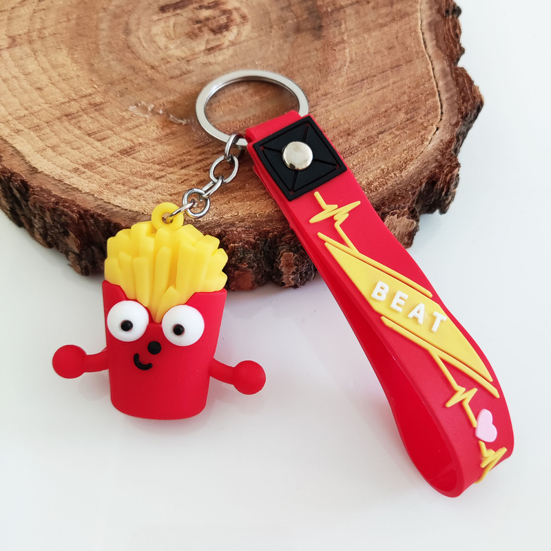 جاکلیدی مدل سیلیکونی طرح فست فود پیتزا و همبرگر مجموعه 4 عددی