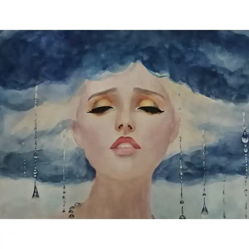 نقاشی آبرنگ طرح الهه ابرها