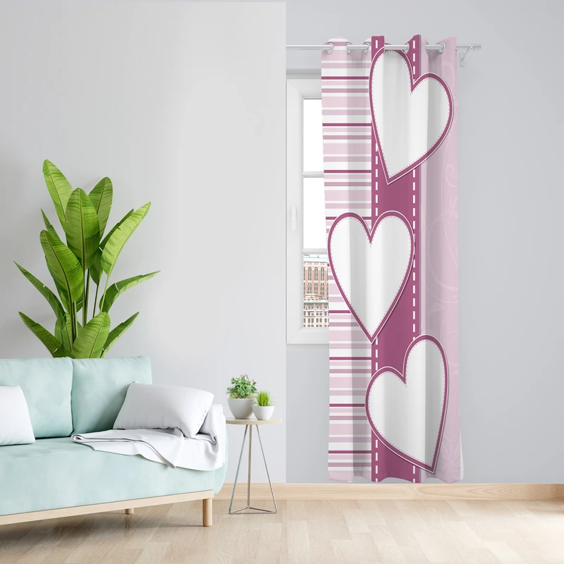 پرده طرح قلب مدل مخمل پانچی کد L 525 Z سایز 140x200 سانتی متر