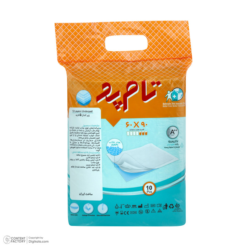 زیر انداز بیمار تام پد مدل 60905 بسته 6 عددی