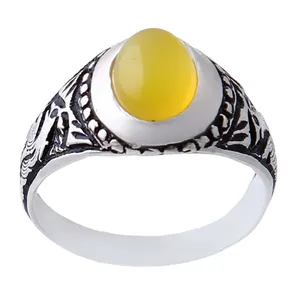 انگشتر نقره مردانه بازرگانی میلادی مدل عقیق شرف الشمس رکاب گورنی کد AM_0195