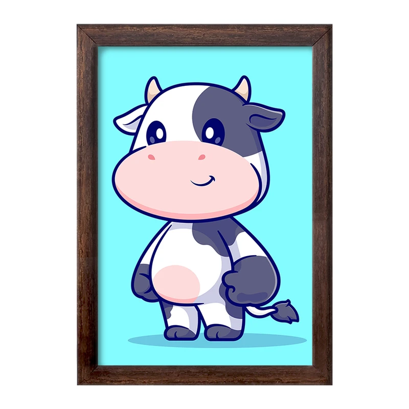 تابلو خندالو طرح حیوانات بامزه گاو کد 29712