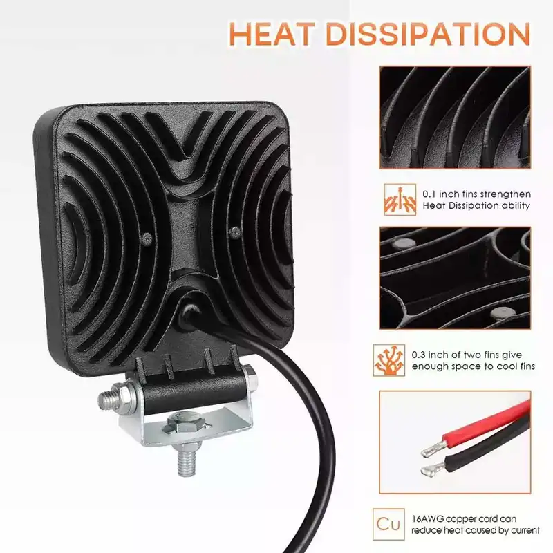 پروژکتور خودرو اچ اف دی مدل آفرودی طرح مربع  بسته دو عددی