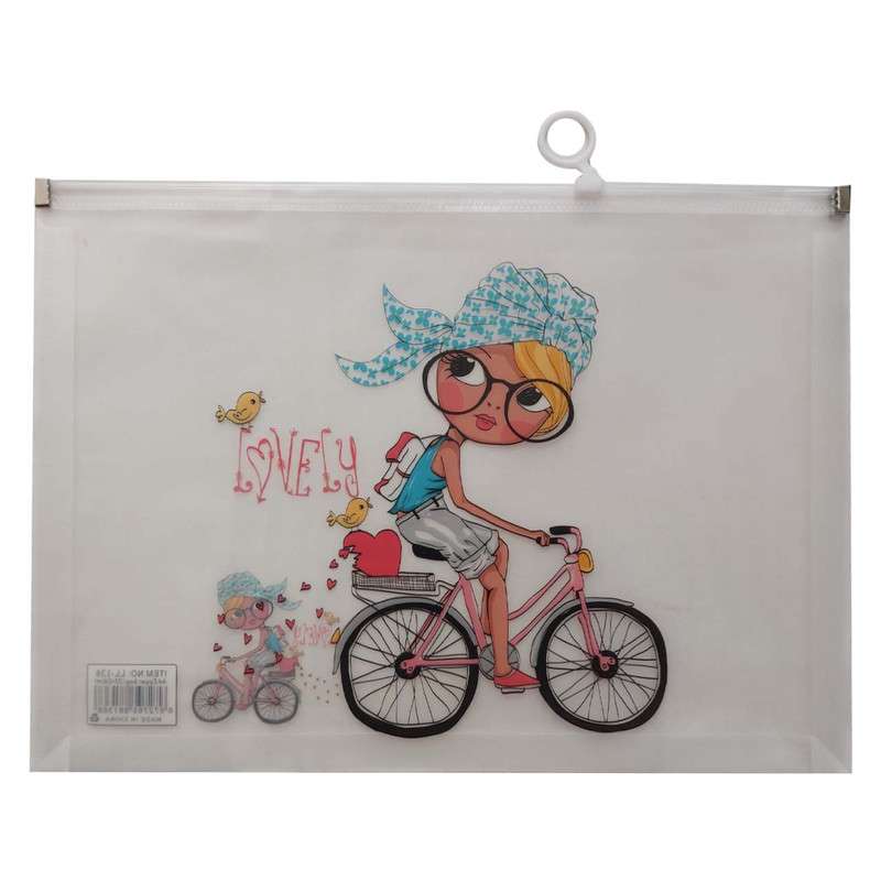 پوشه مدل زیپ دار طرح دختر دوچرخه سوار پوشه مدل زیپ دار طرح دختر دوچرخه سوار