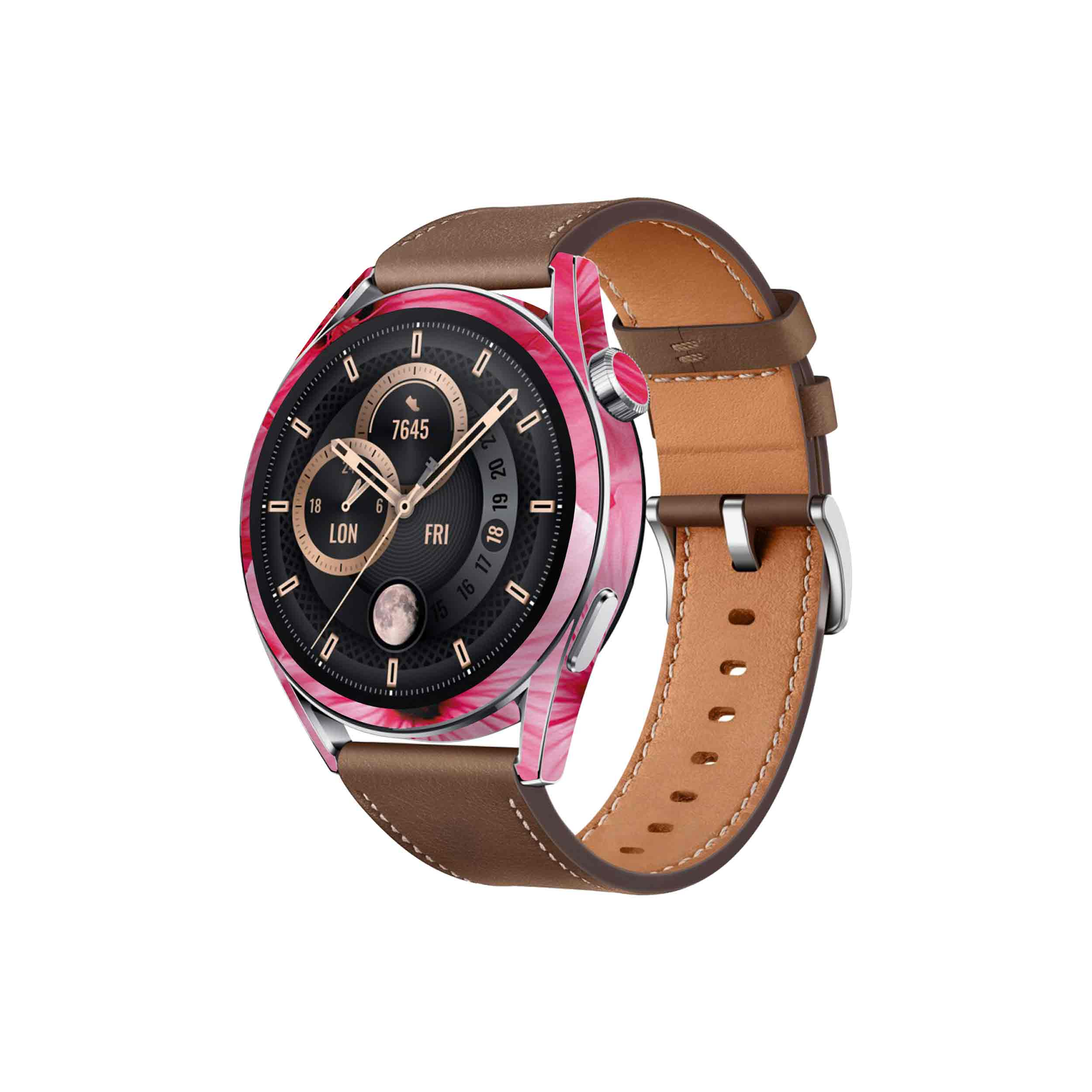 برچسب ماهوت طرح Pink-Flower مناسب برای ساعت هوشمند هوآوی Watch GT 3 46mm