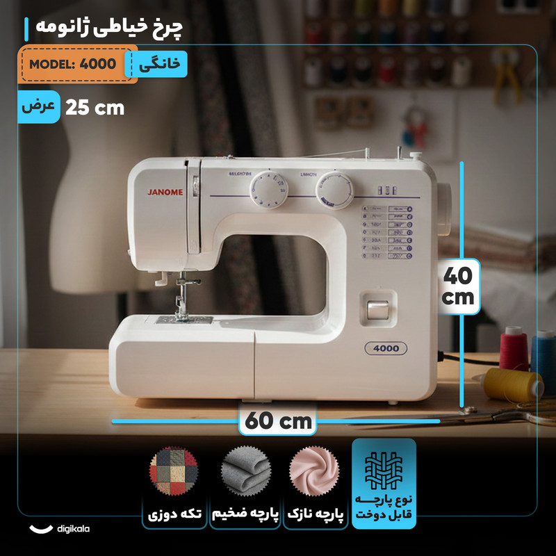 چرخ خیاطی ژانومه مدل 4000 چرخ خیاطی ژانومه مدل 4000