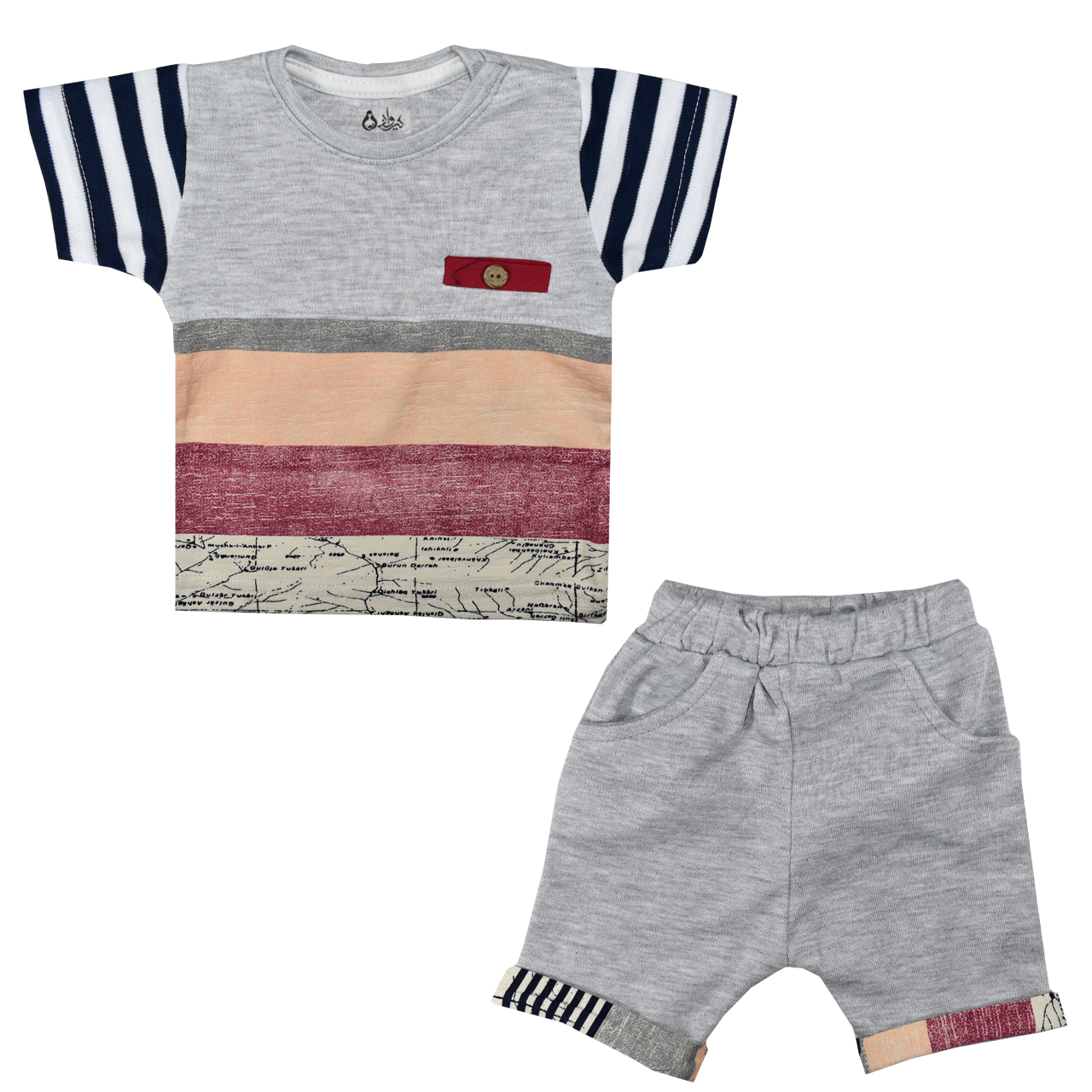 ست تیشرت و شلوارک نوزادی پسرانه نیروان کد 410 -2