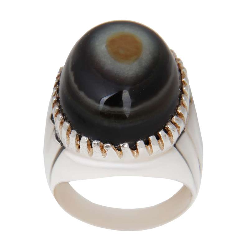 انگشتر نقره مردانه بازرگانی میلادی مدل سنگ عقیق باباقوری کد AM_2319