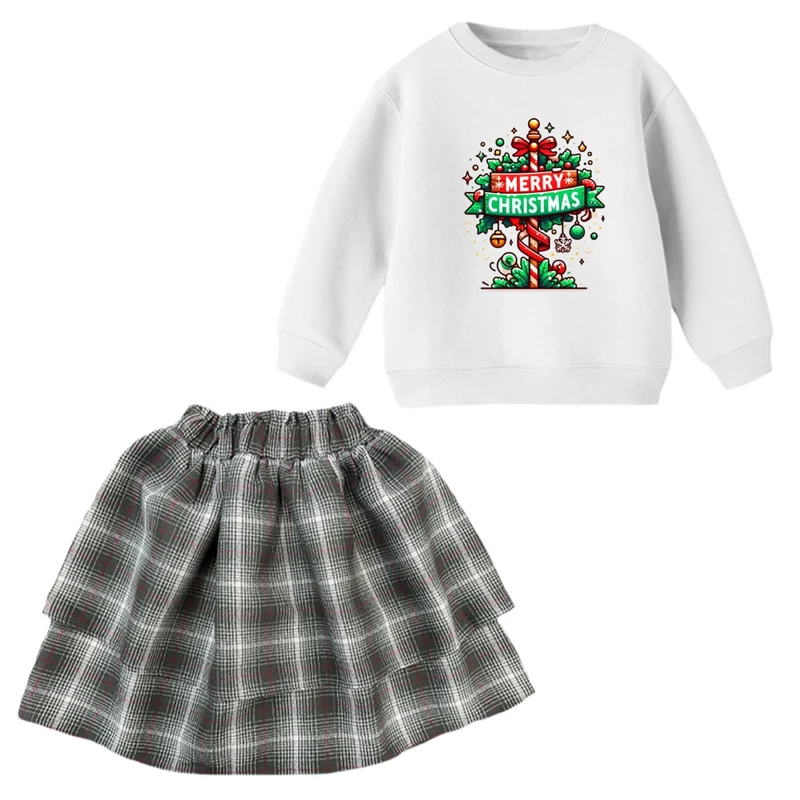 ست سویشرت و دامن دخترانه مدل کریسمس کد 06
