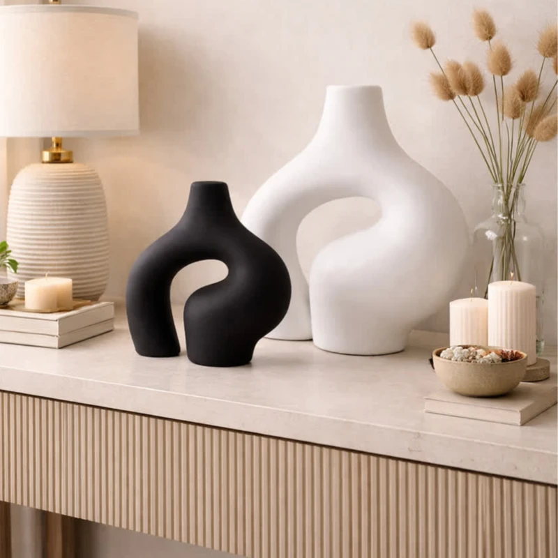 گلدان دکوری مدل Valia کد V1 مجموعه دو عددی