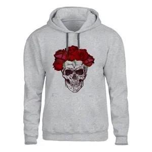 هودی مردانه مدل جمجمه و دسته رز کد 34 Z رنگ طوسی