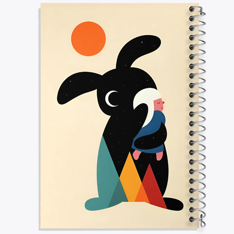 دفتر ژورنال نویسی 50 برگ خندالو مدل نقطه ای طرح خرگوش بامزه کد N4869