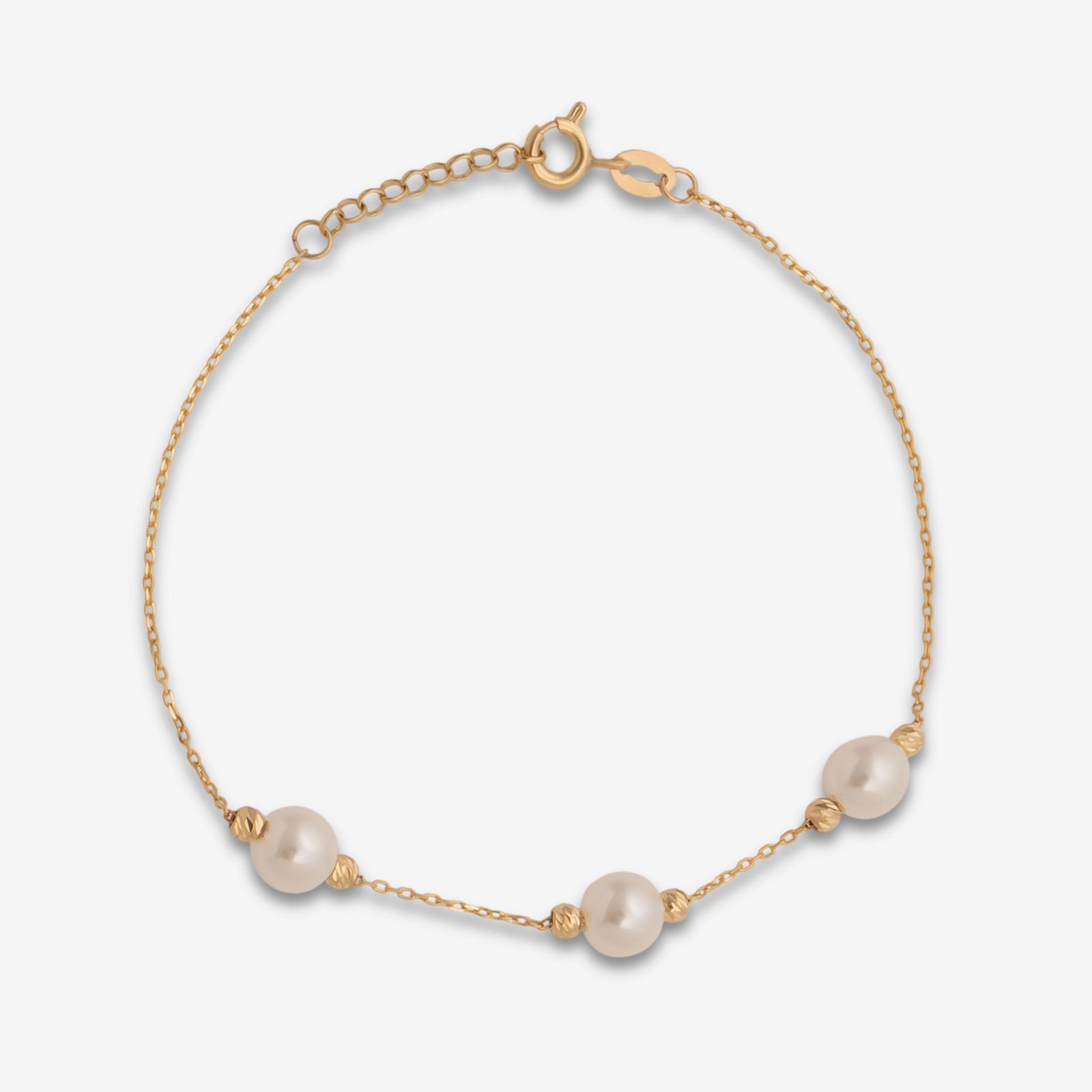 دستبند زنجیری طلا 18 عیار زنانه حافا گلد مدل مروارید کد br009 -  - 1