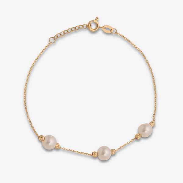 دستبند زنجیری طلا 18 عیار زنانه حافا گلد مدل مروارید کد br009