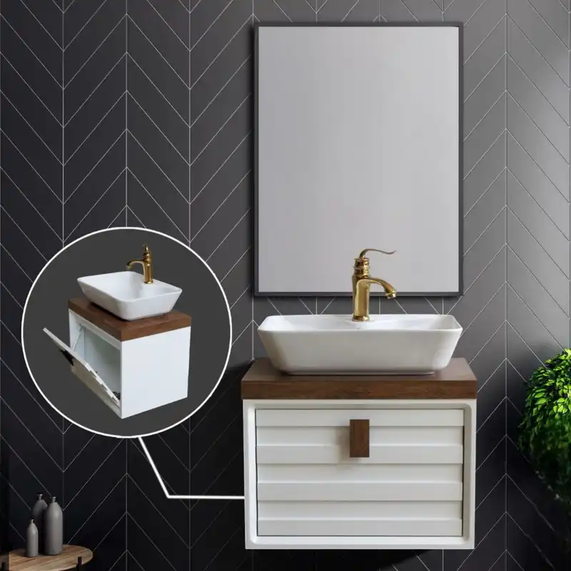 ست کابینت و روشویی بی اس سی مدل زیمانس کد 07 به همراه آینه باکس