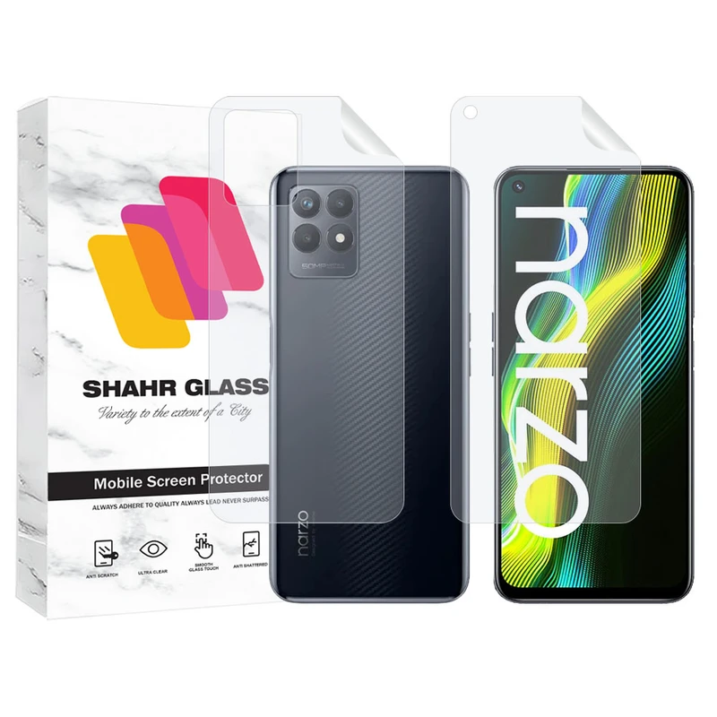 محافظ صفحه نمایش شهر گلس مدل MTNANFBSH مناسب برای گوشی موبایل ریلمی Narzo 50 به همراه محافظ پشت گوشی