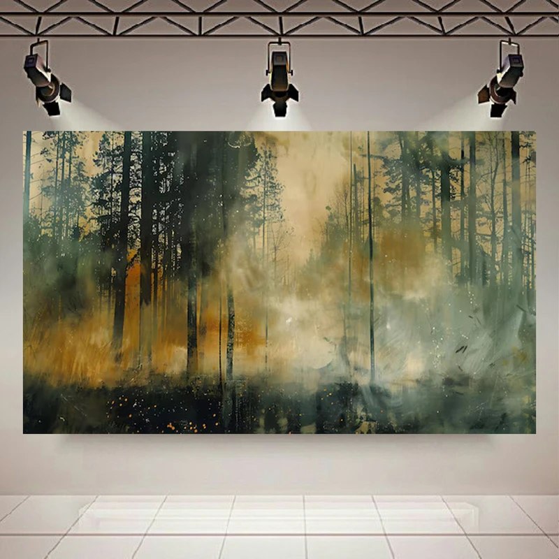 پوستر طرح نقاشی جنگل مدل مه آلود کد AR303585