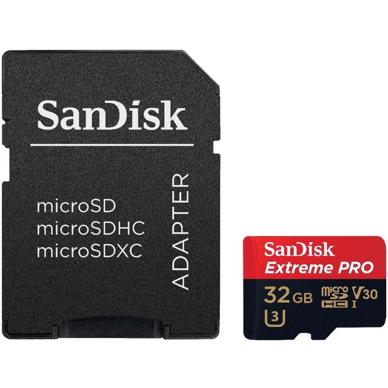 کارت حافظه microSDHC سن دیسک مدل Extreme Pro V30 کلاس 10 استاندارد UHS-I U3 سرعت 95MBps 633X همراه با آداپتور SD ظرفیت 32 گیگابایت