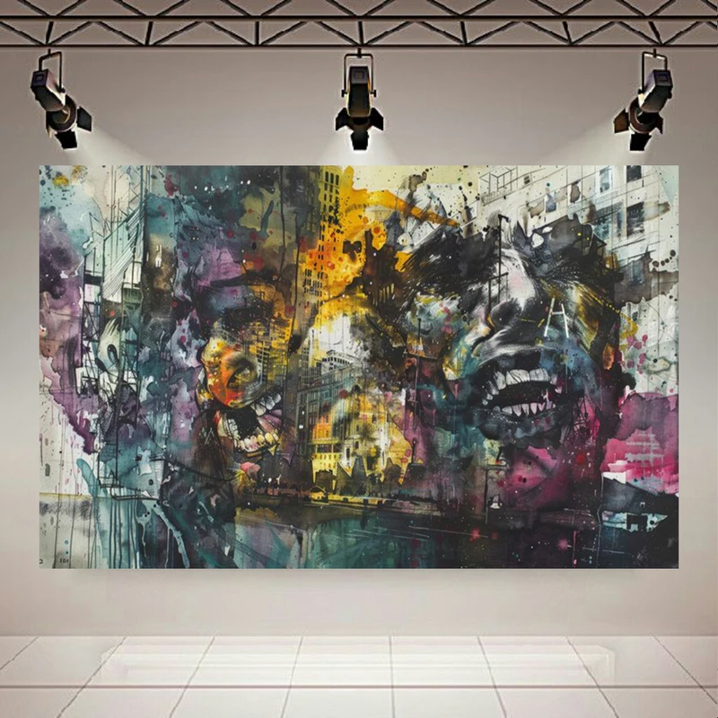 تابلو بوم طرح مخمل گرافیتی مدل آشفتگی شهری کد AR3058454