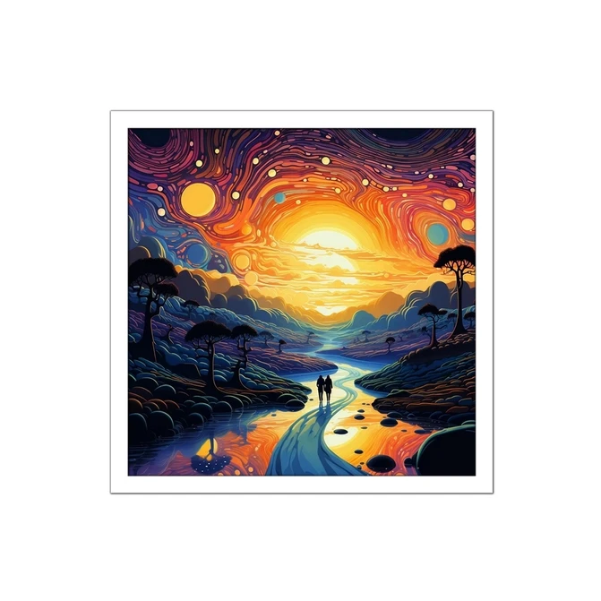 تابلو نوری بکلیت طرح نقاشی منظره طبیعت و غروب مدل W-MID-18791