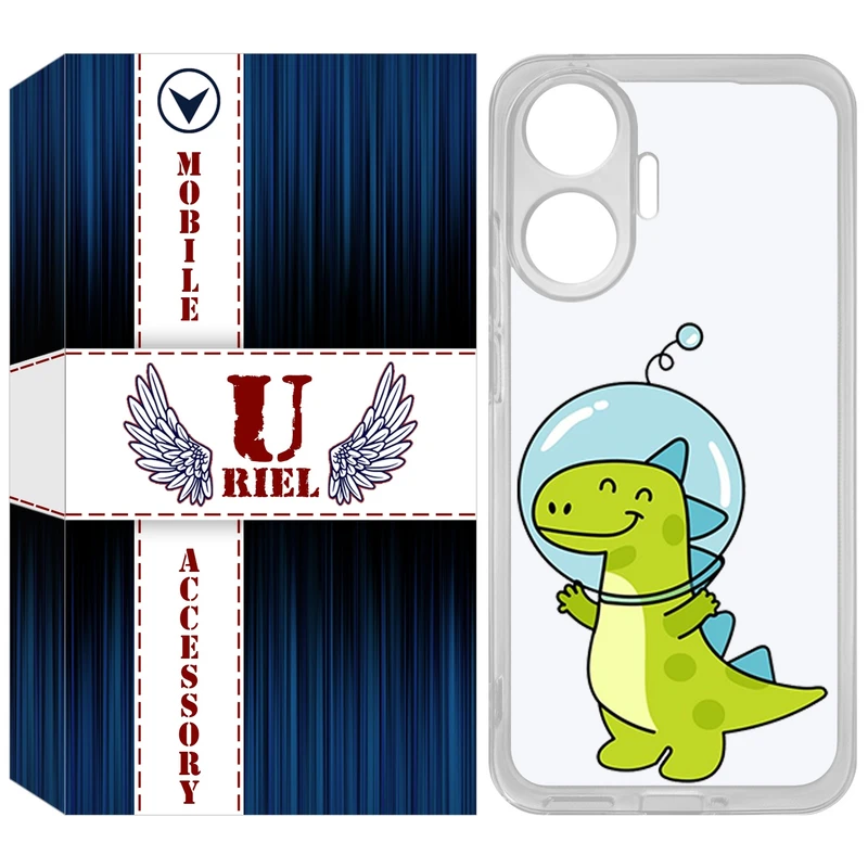 کاور یوریل مدل Clear کد 62 طرح دایناسور فضانورد مناسب برای گوشی موبایل شیائومی Poco F7