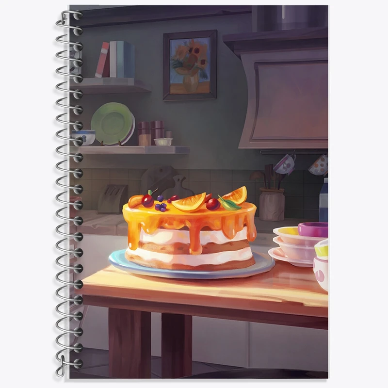 دفتر زبان 50 برگ خندالو مدل سه خط طرح کیک پرتغالی کد F552