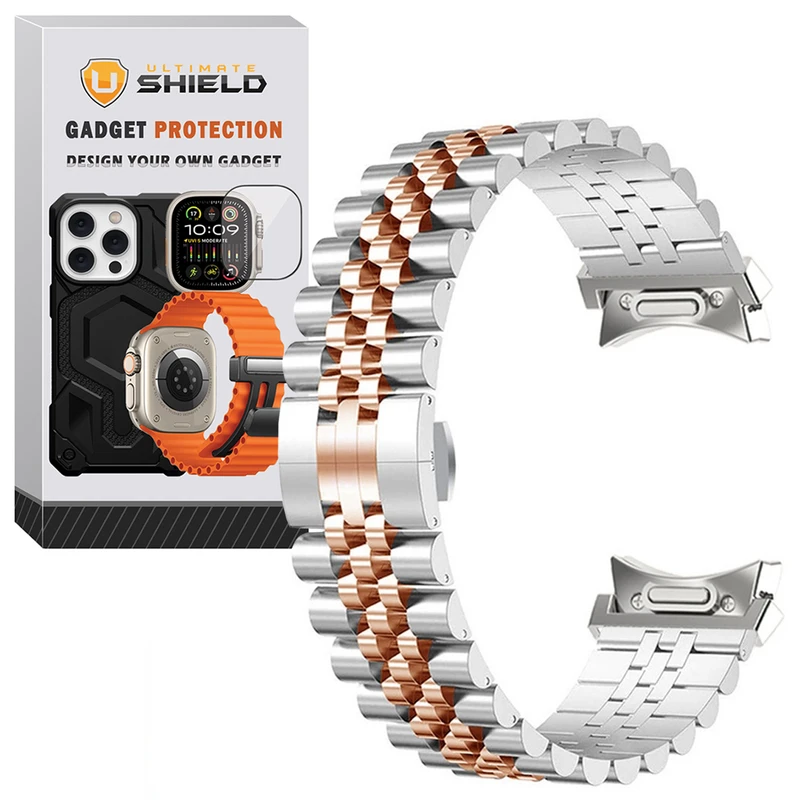 بند آلتیمیت شیلد مدل 5Row SLV2C BTN مناسب برای ساعت هوشمند سامسونگ Galaxy Watch 4 40mm / Watch 4 44mm / Watch 4 Classic 42mm / Watch 4 Classic 46mm