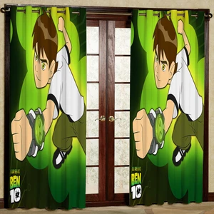 پرده مدل کارتون BEN10 مخمل پانچی کد 1179L سایز 140x280 سانتی متر