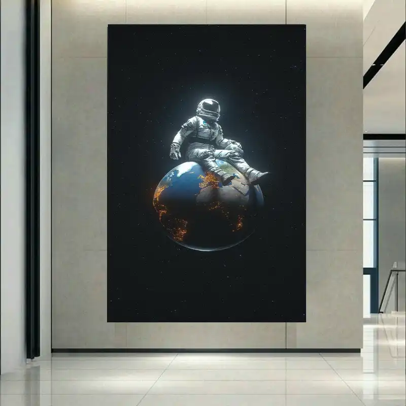 پوستر طرح کهکشان و ستارگان مدل فضانورد سیاره سوار کد AR16420