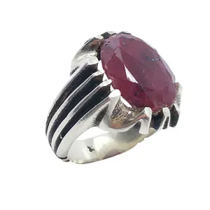 انگشتر نقره مردانه مدل یاقوت هندی کد 3615993