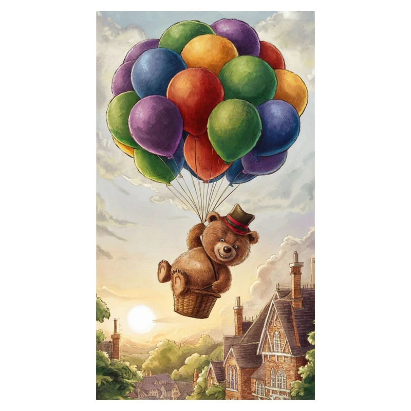 استیکر پارچه و لباس پاد آفرین مدل کارتونی بادکنک خرس کد 3065