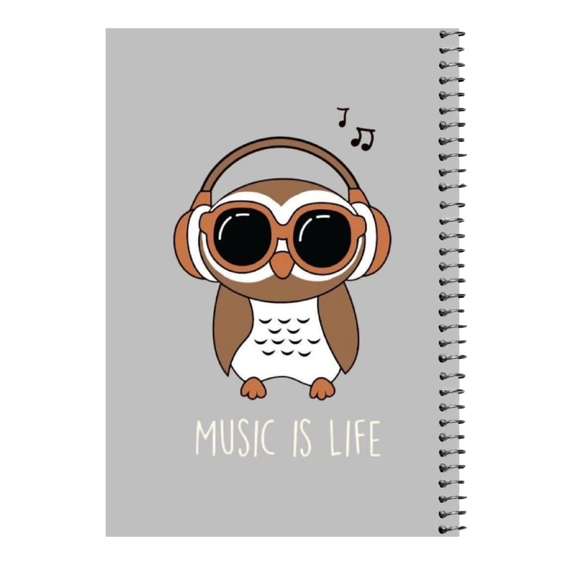 دفتر مشق 80 برگ اس جی مدل جغد و هدفون    