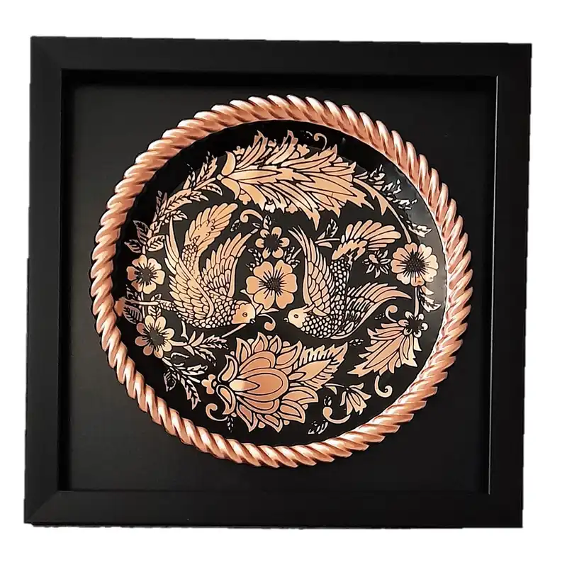 تابلو مسی طرح گل و مرغ کد T-3