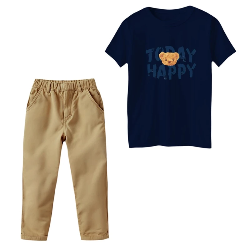 ست تی‌شرت و شلوار پسرانه مدل تدی خوشحال