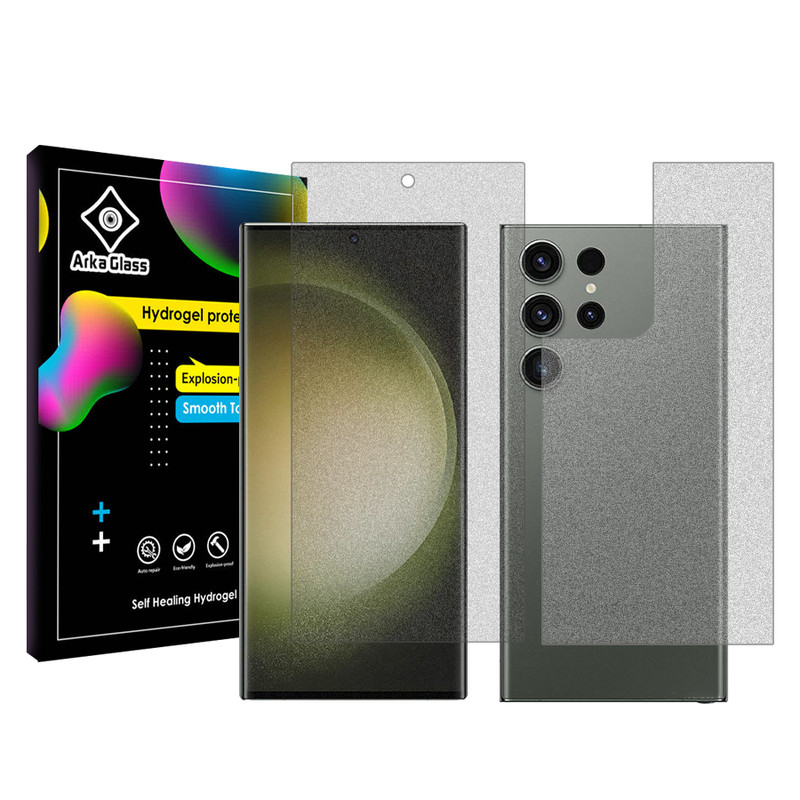 محافظ صفحه نمایش مات آرکا گلس مدل Tough مناسب برای گوشی موبایل سامسونگ Galaxy S23 Ultra به همراه محافظ پشت گوشی