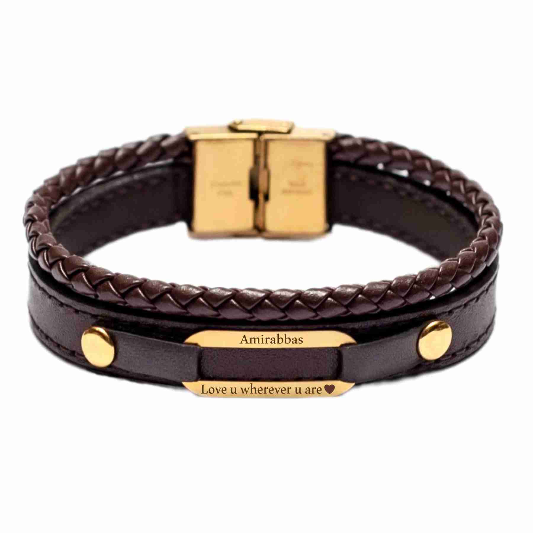 دستبند طلا 18 عیار مردانه لیردا مدل اسم امیرعباس 6400